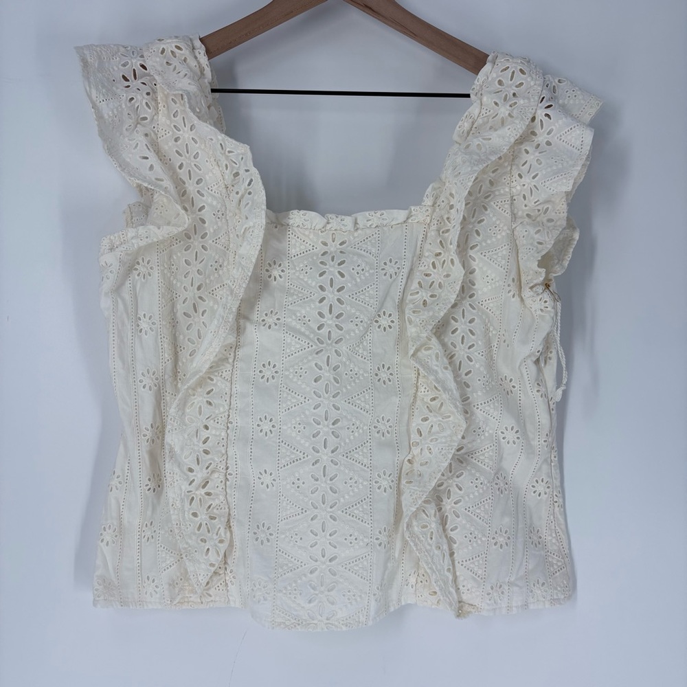 Spartina 449 Taralynn Eyelet Cream Top - Picture 6 of 10